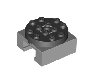 LEGO Mittleres Steingrau Turntable Beine mit Schwarz oben (30516 / 76514)
