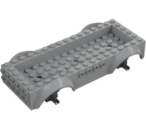 LEGO Medium Stone Gray Vehicle Base 8 x 16 x 2.5 with Dark Stone Gray Wheel Holders with 3 Holes (18937)