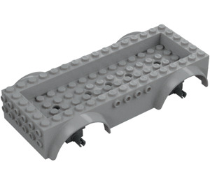 LEGO Medium Stone Gray Vehicle Base 8 x 16 x 2.5 with Dark Stone Gray Wheel Holders with 5 Holes (65094)