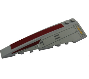 LEGO Medium Stone Gray Wedge 10 x 3 x 1 Double Rounded Left with Dark Red Stripe and SW V-Wing Starfighter Pattern Sticker (50955)