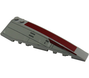 LEGO Medium Stone Gray Wedge 10 x 3 x 1 Double Rounded Right with Dark Red Stripe and SW V-Wing Starfighter Pattern Sticker (50956)