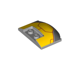 LEGO Medium Stone Gray Wedge 3 x 4 x 0.7 with Recess with Yellow Zyclops Armor (93330 / 104183)