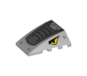 LEGO Medium Stone Gray Wedge 4 x 4 Triple Curved without Studs with Rhino head with Yellow Eyes (47753 / 84830)