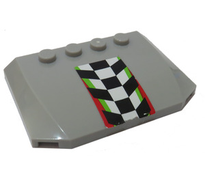 LEGO Medium Stone Gray Wedge 4 x 6 Curved with Checkered Flag 4433 Sticker (52031)