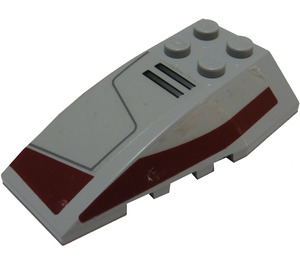 LEGO Gris pierre moyen Coin 6 x 4 Tripler Incurvé avec 2 Noir Rayures et 2 Dark rouge Markings (Droite) Autocollant (43712)