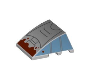 LEGO Medium Stone Gray Wedge Curved 3 x 4 Triple with Dark Red and Sand Blue (64225 / 100643)
