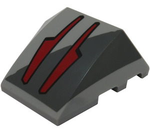 LEGO Medium Stone Gray Wedge Curved 3 x 4 Triple with Red Lines (19152 / 64225)