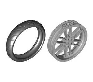 LEGO Medium Stone Gray Wheel 75 x 17mm with Motorcycle Tire 94.2 x 20