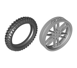 LEGO Medium Stone Gray Wheel 75 x 17mm with Motorcycle Tyre Ø 100,6