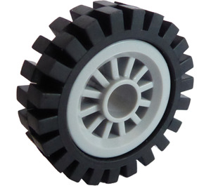 LEGO Medium Stone Gray Wheel Centre Spoked Small with Narrow Tire 24 x 7 with Ridges Inside