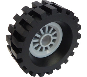 LEGO Medium Stone Gray Wheel Centre Spoked Small with Tire 30 x 10.5 with Ridges Inside