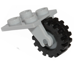 LEGO Medium stengrå Wheel fork 2 x 2 with Dark Stone Gray wheel Centre and Tire Offset Tread with Band Around Center of Tread