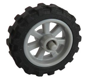 LEGO Medium Stone Gray Wheel Rim Ø14.6 x 6 with Spokes and Stub Axles with Tire Ø 20.9 X 5.8  Offset Tread