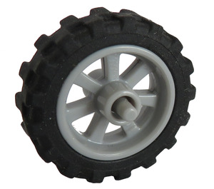 LEGO Gris piedra medio Wheel Rim Ø14.6 x 6 with Spokes and Stub Axles with Tire Ø 20.9 X 5.8  Offset Tread