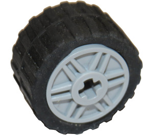 LEGO Medium stengrå Wheel Rim Ø18 x 14 with Axle Hole with Tire 24 x 14 Shallow Tread (Tread Small Hub) without Band around Center of Tread