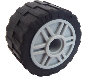 LEGO Gris pierre moyen Roue Jante Ø18 x 14 avec Épingle Trou avec Pneu 24 x 14 Shallow Bande de roulement (Bande de roulement Petit Hub) sans Band around Centre of Bande de roulement