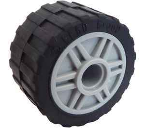 LEGO Medium Stone Gray Wheel Rim Ø18 x 14 with Pin Hole with Tire 24 x 14 Shallow Tread (Tread Small Hub) without Band around Center of Tread