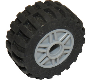 LEGO Medium Stone Gray Wheel Rim Ø18 x 14 with Pin Hole with Tire Ø 30.4 x 14 with Offset Tread Pattern and Band around Center