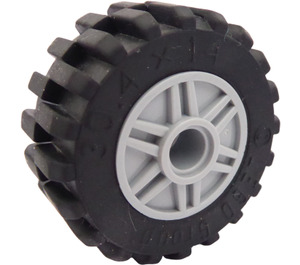 LEGO Medium Stone Gray Wheel Rim Ø18 x 14 with Pin Hole with Tire 30.4 x 14 with Offset Tread Pattern and No band