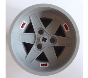 LEGO Medium Stone Gray Wheel Rim Ø56 X 34 with 'BBS' Sticker with 3 Holes (15038)
