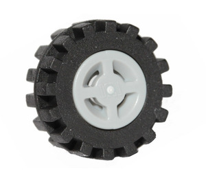 LEGO Medium Stone Gray Wheel Rim Ø8 x 6.4 with Side Notch with Tire with Offset Tread with Band Around Center of Tread