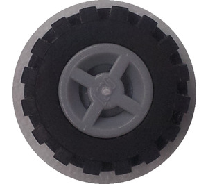 LEGO Mittleres Steingrau Wheel Rim Ø8 x 6.4 without Side Notch with Small Tire with Offset Tread (without Band Around Center of Tread)