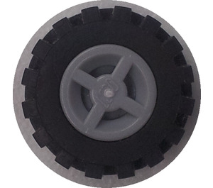 LEGO Medium Stone Gray Wheel Rim Ø8 x 6.4 without Side Notch with Small Tire with Offset Tread (without Band Around Center of Tread)