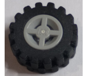 LEGO Medium stengrå Wheel Rim Ø8 x 6.4 without Side Notch with Tire Ø15 X 6mm with Offset Tread Band Around Center of Tread