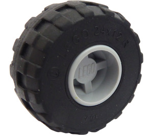 LEGO Medium Stone Gray Wheel Rim Wide Ø11 x 12 with Notched Hole with Balloon Tire Ø24 x 12