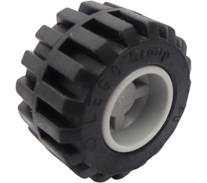 LEGO Średni kamienny szary Wheel Rim Wide Ø11 x 12 with Notched Hole with Tire 21mm D. x 12mm - Offset Tread Small Wide with Band Around Center of Tread