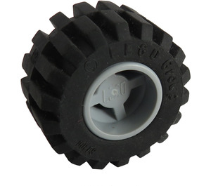 LEGO Medium Stone Gray Wheel Rim Wide Ø11 x 12 with Notched Hole with Tire 21mm D. x 12mm - Offset Tread Small Wide with Bevelled Tread Edge
