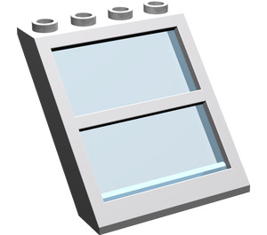 LEGO Medium Stone Gray Window 4 x 4 x 3 Roof with Centre Bar and Transparent Light Blue Glass (6159)
