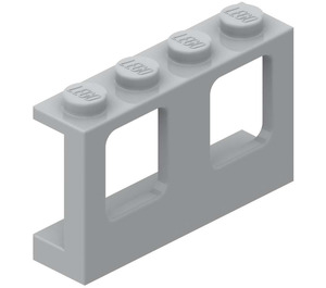 LEGO Medium Steengrijs Venster Kader 1 x 4 x 2 met volle noppen (4863)