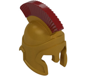 LEGO Goldmetallic Hoplite Helm mit Dunkelrot Crest (90392 / 92158)