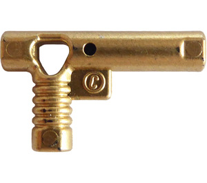 LEGO Metallisches Gold Minifig Schlauch Nozzle mit Seite String Loch ohne Nut (60849)