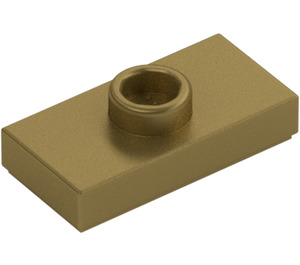 LEGO Metallic Gold Plate 1 x 2 with 1 Stud (with Groove and Bottom Stud Holder) (15573 / 78823)