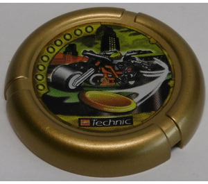 LEGO Metallic Gold Technic Bionicle Weapon Throwing Disc with Motorcycle and Disk (32171)