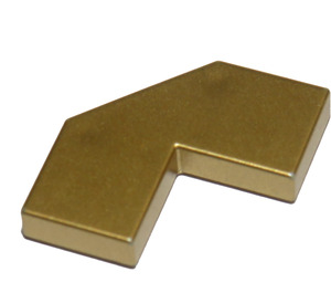 LEGO Metallisk Guld Bricka 2 x 2 Hörn med Cutouts (27263)