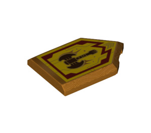 LEGO Metallisches Gold Fliese 2 x 3 Pentagonal mit The Axt of Merlok Power Schild (22385 / 36220)