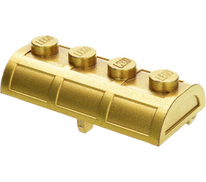 LEGO Metallic goud Schatkist Deksel 2 x 4 met dik scharnier (4739 / 29336)