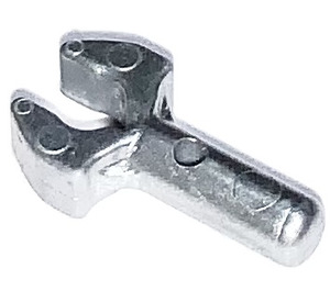 LEGO Silbermetallic Stange 1 mit Clip (mit Lücke im Clip) (41005 / 48729)