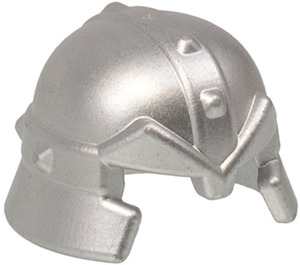 LEGO Silbermetallic Helm mit Cheek Protection und Studded Band (60748 / 61848)