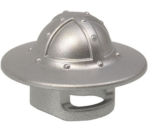 LEGO Metallic zilver Helm met Kinbescherming en Broad Brim (15583 / 30273)