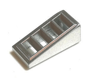 LEGO Metallic Silver Slope 1 x 2 x 0.7 (18°) with Grille
