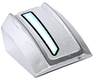 LEGO Metallic Silver Slope 1 x 2 x 2 Curved with Headlight Medium Blue and White Pattern Model Left Side Sticker (28659)