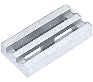 LEGO Metallic Silver Tile 1 x 2 Grille (with Bottom Groove) (2412 / 30244)