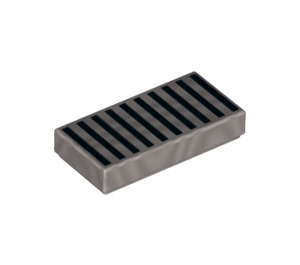 LEGO Metallic Silver Tile 1 x 2 with Radiator Grille with Groove (3069)
