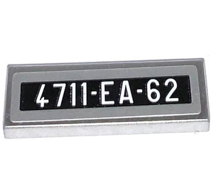 LEGO Metallic Zilver Tegel 1 x 3 met 4711-EA-62 Sticker (63864)