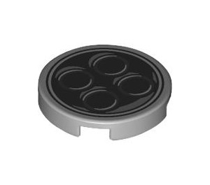 LEGO Metallic Silver Tile 2 x 2 Round with Exhaust Circles with Bottom Stud Holder (14769 / 103741)