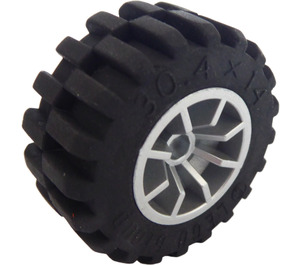 LEGO Silbermetallic Tire 30.4 x 14 with Offset Tread Pattern and No band with Rim Ø17 x 6